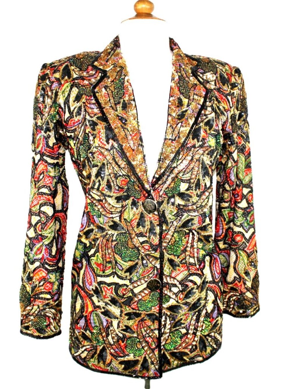 JASDEE Vintage Blazer Jacket Hand Work Beads & Sequins On Silk Style 5006J
